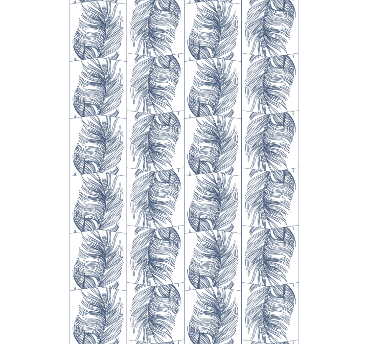 和 モダン 壁紙 ハンプトンスタイルの青い羽根 - TENSTICKERS