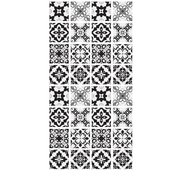 キッチン 壁紙 モノクロタイル - TENSTICKERS