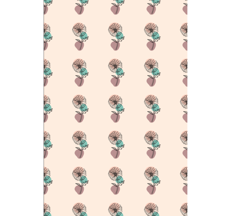 花 壁紙デイジーの花と自然の線画デザイン - TENSTICKERS