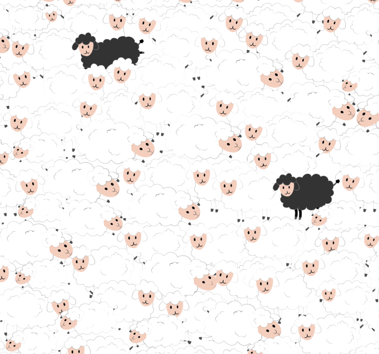 子供のための動物の壁紙柄の羊 - TENSTICKERS