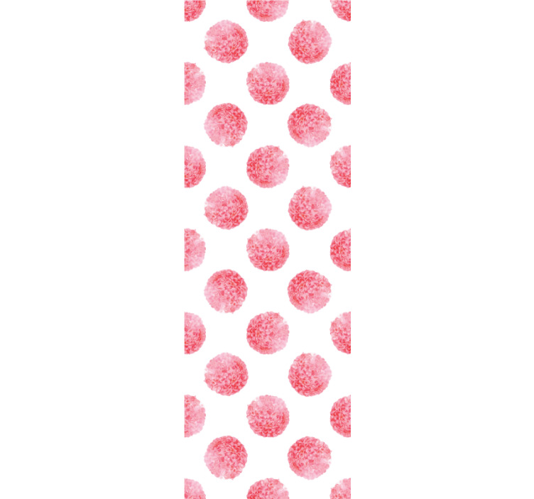 白い花の壁紙に丸いピンクの花 - TENSTICKERS