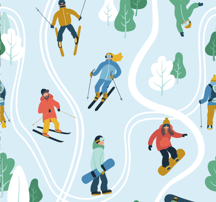 保育園の壁紙 楽しい冬のスポーツ - TENSTICKERS