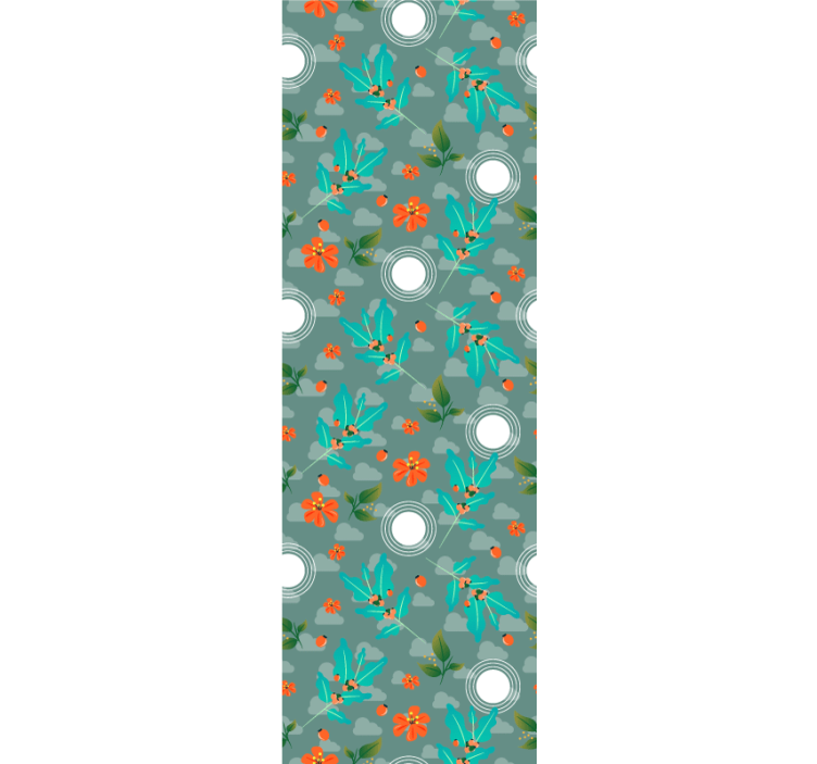 ダイニングルームの壁紙 花柄 幾何学模様 - TENSTICKERS