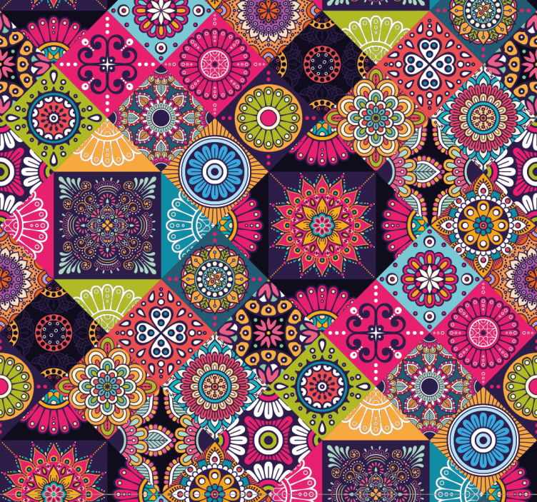 暗いマンダラ タイルの壁紙 - TENSTICKERS