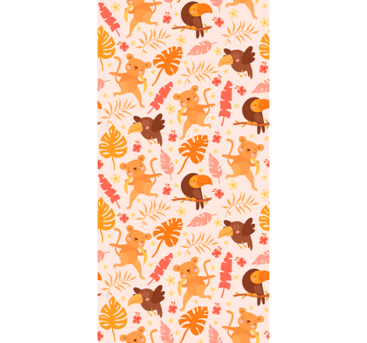 鳥猿と植物のジャングルの壁紙 - TENSTICKERS