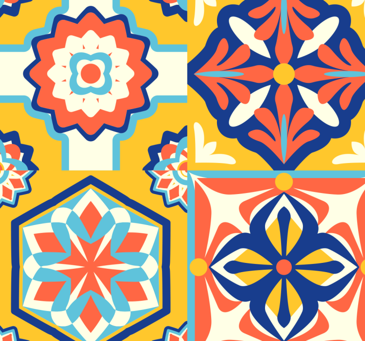 タイル 壁紙 幾何学的なタイルの融合 - TENSTICKERS