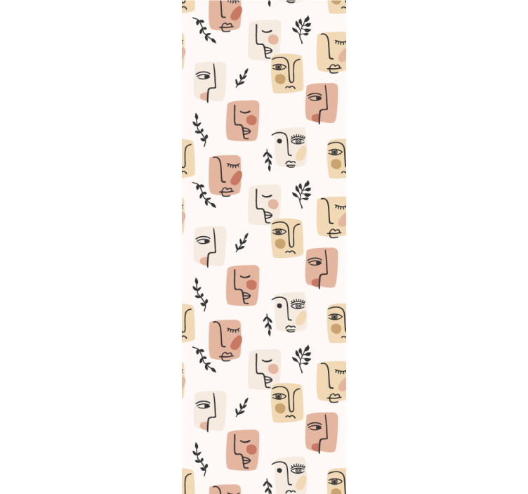 抽象的な顔 パターン アート 壁紙 - TENSTICKERS