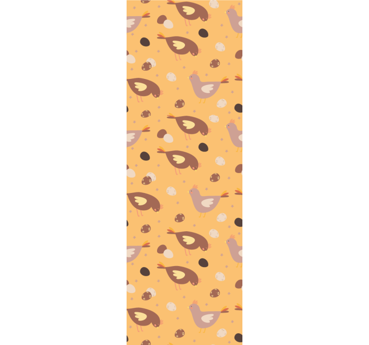オレンジ色のひよこパターンの寝室の壁紙 - TENSTICKERS