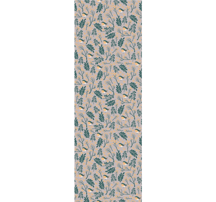 灰色の森の動物の壁紙の黄色い鳥 - TENSTICKERS