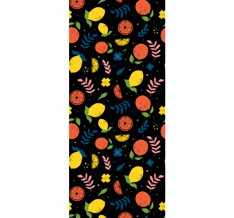 葉の寝室の壁紙と柑橘系の果物 - TENSTICKERS