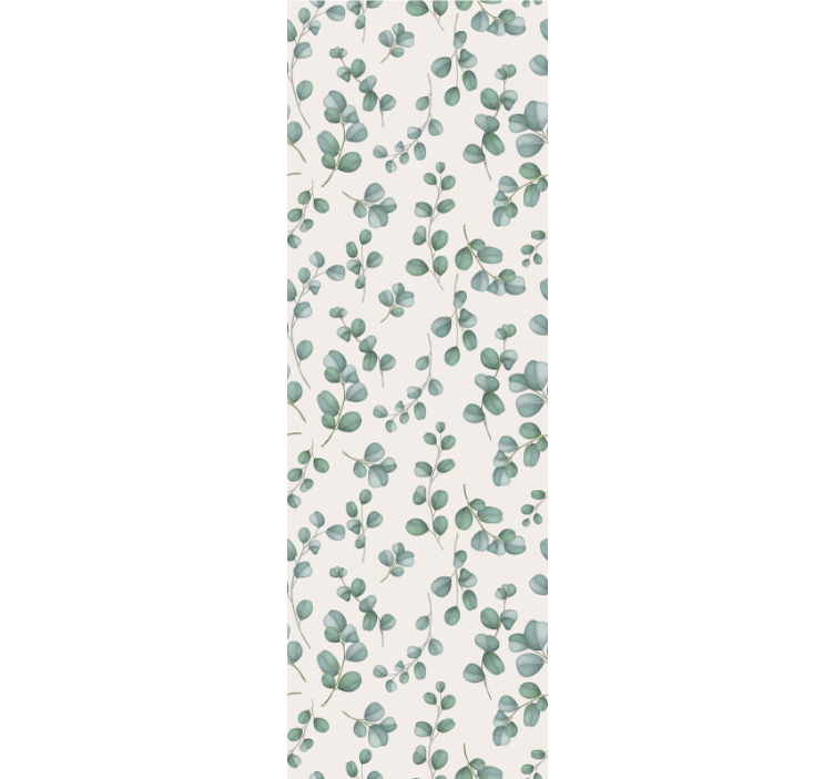 ベージュの花の壁紙の上に水彩画の葉 - TENSTICKERS