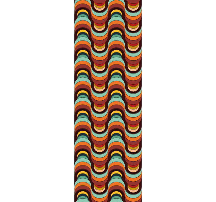 幾何学的壁紙 レトロな波模様 - TENSTICKERS