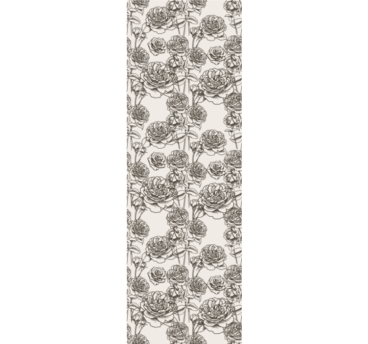 黒と白の花のパターンの壁紙 - TENSTICKERS