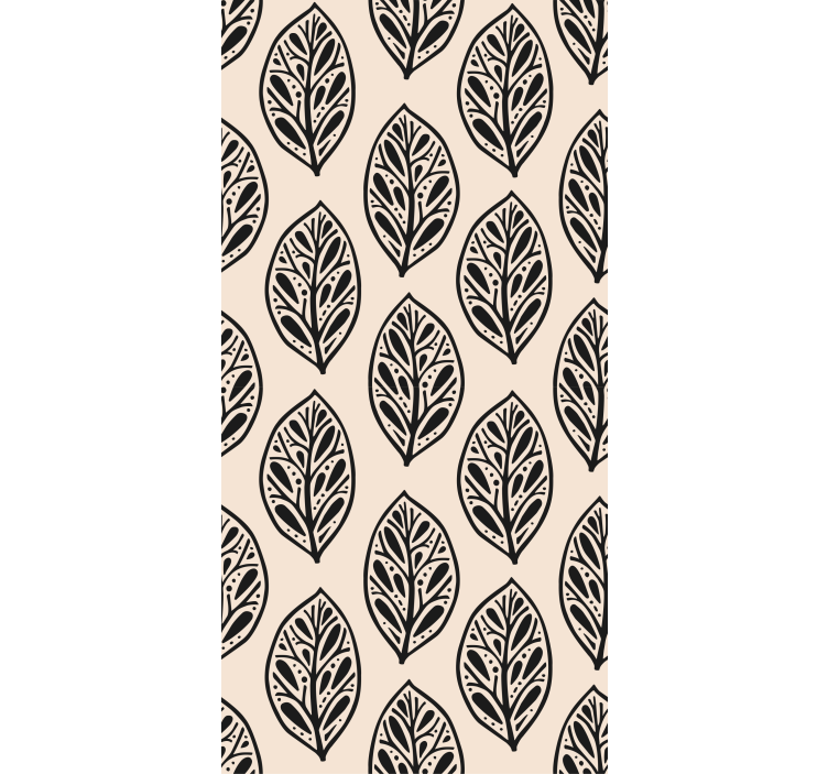 黒のかわいい木の葉の葉の壁紙 - TENSTICKERS