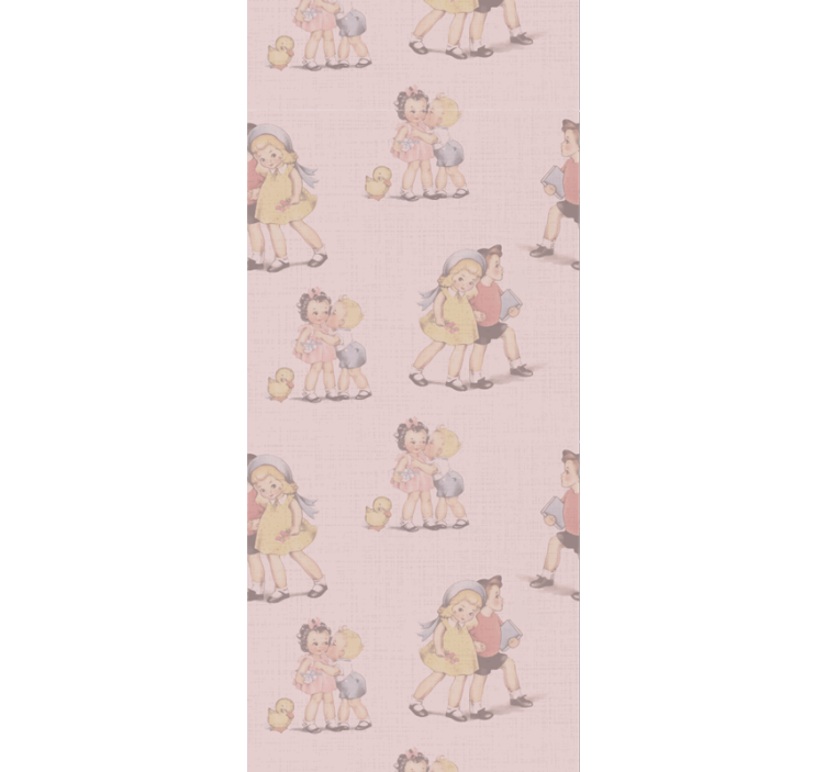 80年代のパターンの子供と花の壁紙 - TENSTICKERS