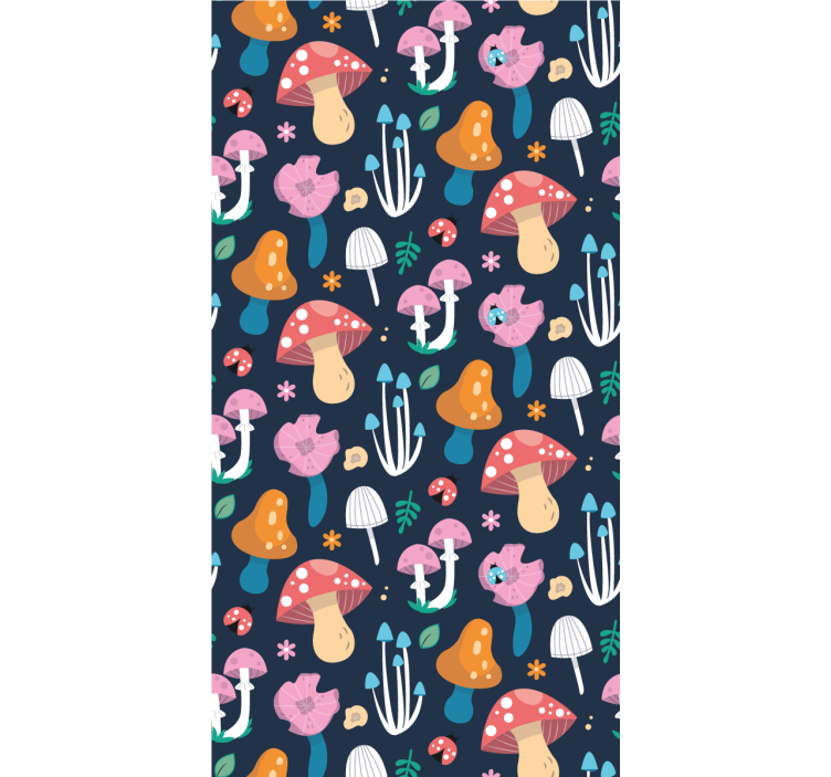 きのことてんとう虫のパターンアートの壁紙 - TENSTICKERS