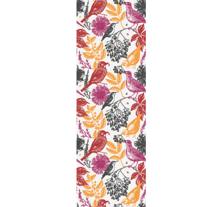 鳥 ウォールペーパー 色とりどりの花と葉 - TENSTICKERS