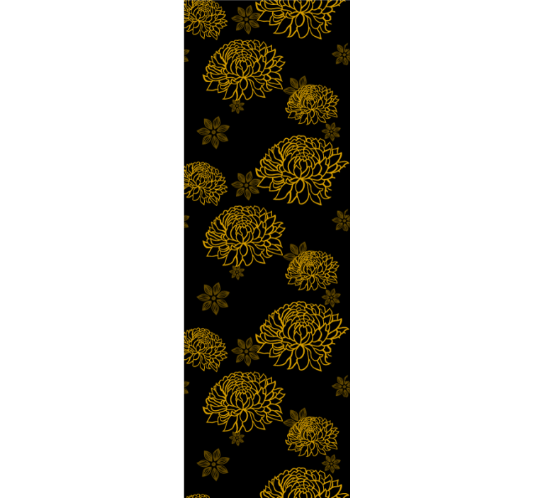 花 壁紙 ゴールデンフローラルパターン - TENSTICKERS