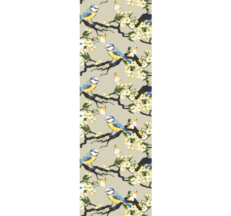 鳥 ウォールペーパー ブルー・チットの枝 - TENSTICKERS