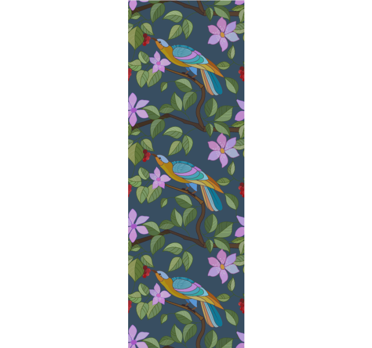 エキゾチックな鳥や果物のパターンの壁紙 - TENSTICKERS