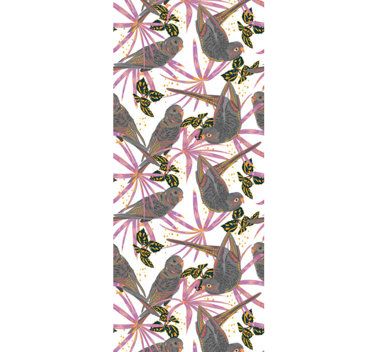 鳥 ウォールペーパー カラフルな葉 - TENSTICKERS