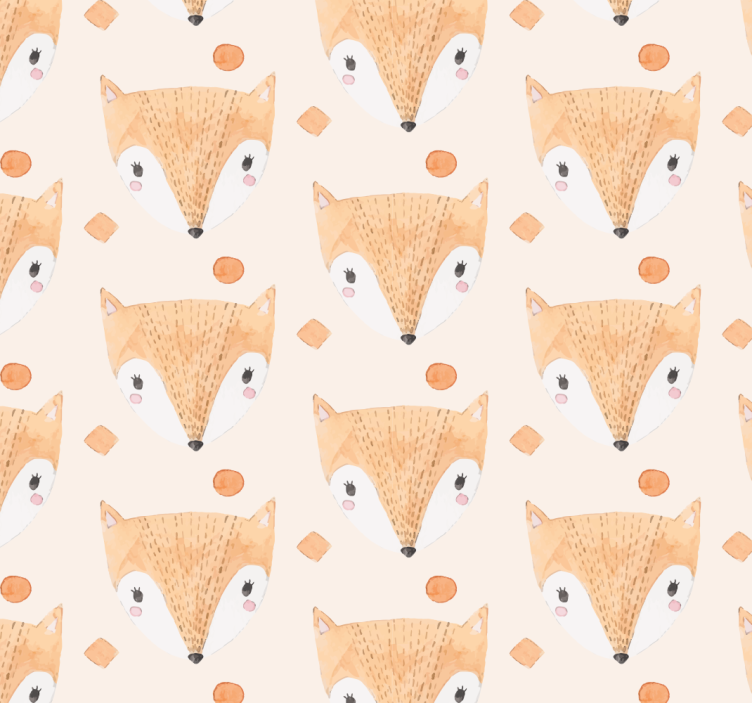 子供の寝室の壁紙 手描きのキツネ - TENSTICKERS