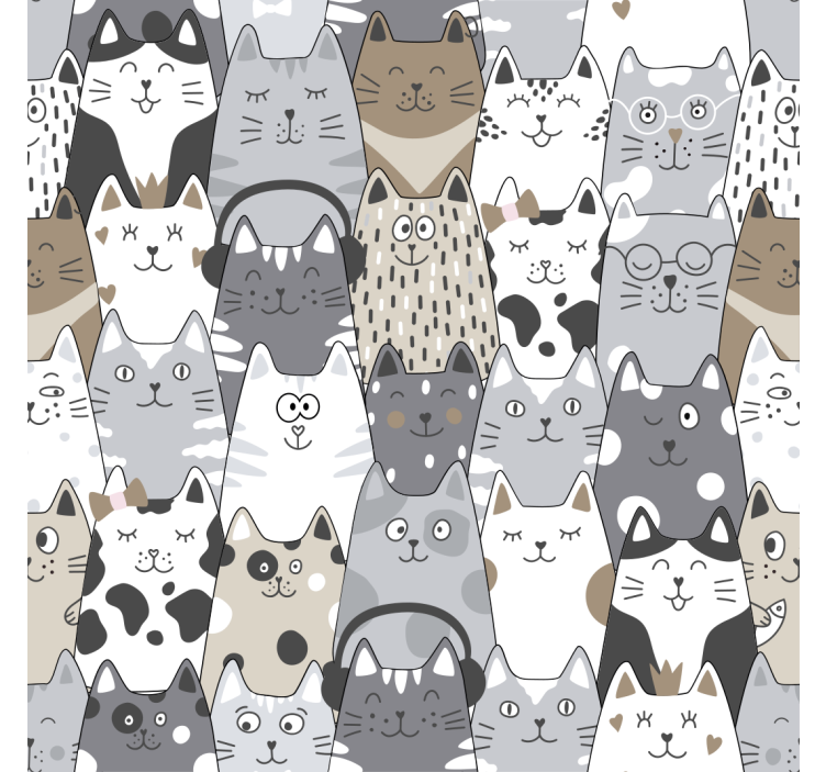 子供の寝室の壁紙 漫画の猫 - TENSTICKERS