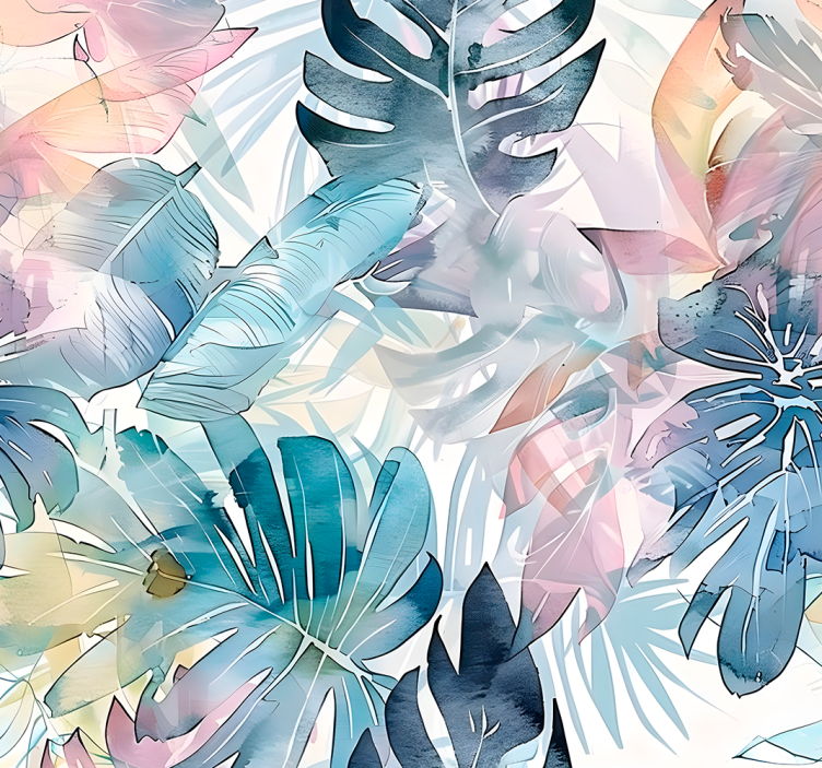 葉壁紙 大きく描かれた葉 - TENSTICKERS