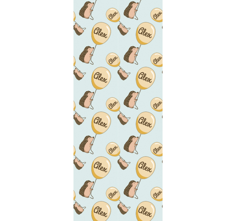 子供の寝室の壁紙ハリネズミと風船と名前 - TENSTICKERS