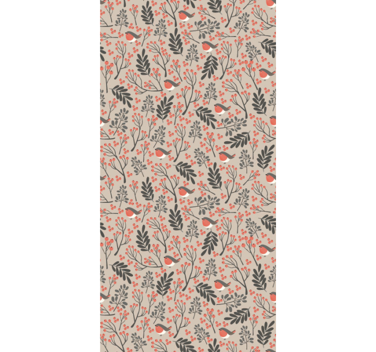 リビング 壁紙 おしゃれ 鳥と花のデザイン - TENSTICKERS