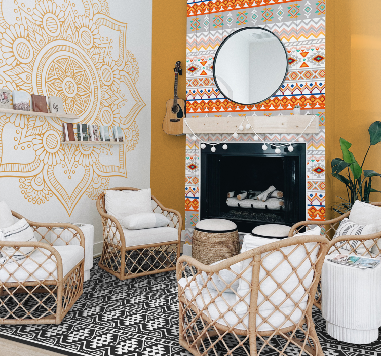 ボヘミアンスタイルのパターンテクスチャ壁紙 - TENSTICKERS