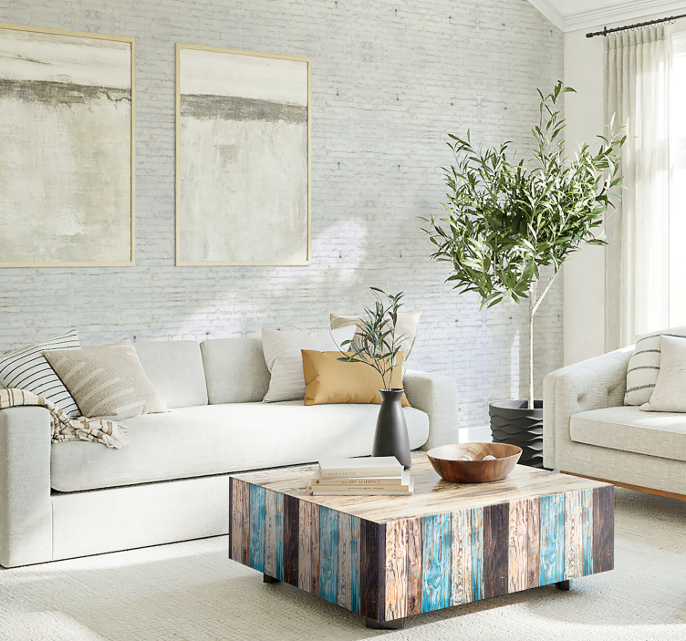 レンガ 壁紙 白いレンガのファサード - TENSTICKERS