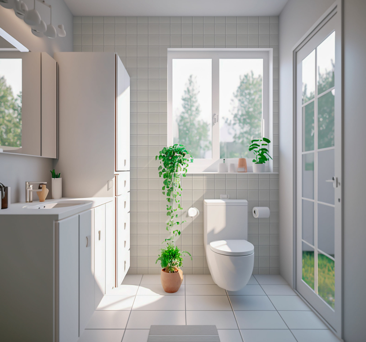 タイル 壁紙 シンプルな白いモチーフ - TENSTICKERS