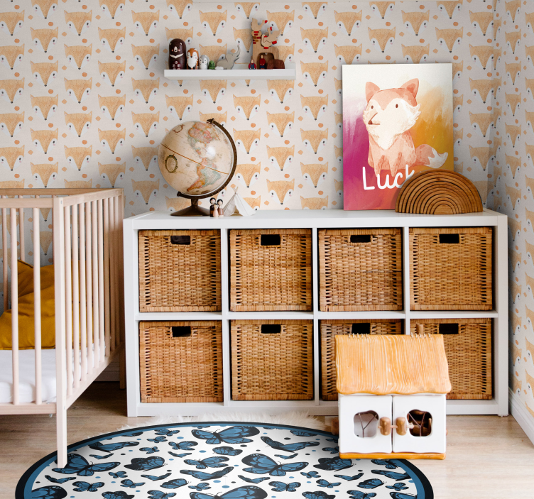 子供の寝室の壁紙 手描きのキツネ - TENSTICKERS