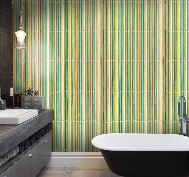 ウッドテクスチャ壁紙薄い竹 - TENSTICKERS