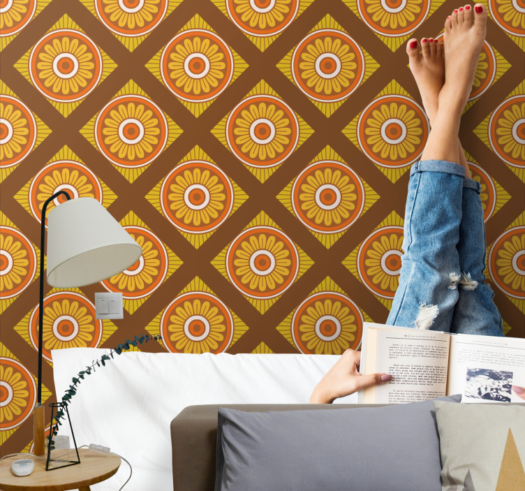 70年代のドット縦縞むらのある壁紙 - TENSTICKERS