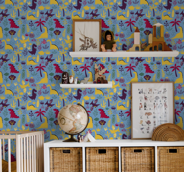 寝室壁紙幸せディノサウルス - TENSTICKERS