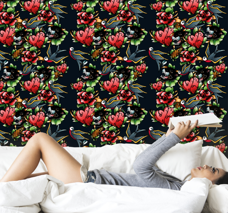 アート 壁紙 タトゥースタイルのパターン - TENSTICKERS