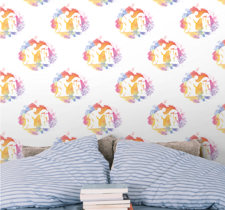 アート 壁紙 抽象的なカップルのシルエット - TENSTICKERS