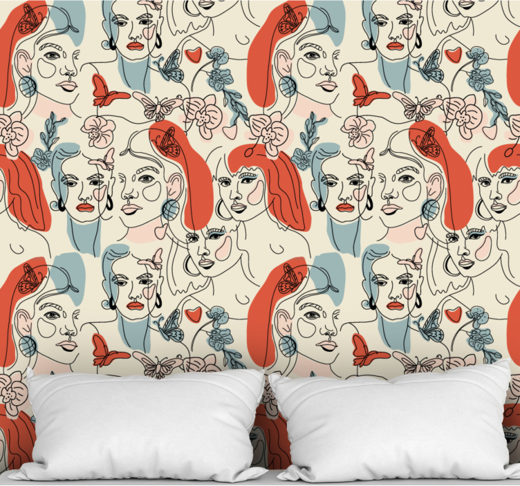 アート 壁紙 女性的な線画 - TENSTICKERS