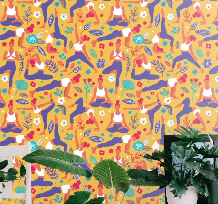 アート 壁紙 ヨガのポーズパターン - TENSTICKERS