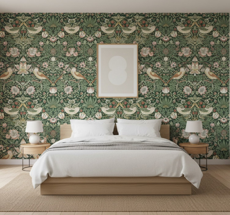 鳥 ウォールペーパー モリススタイルの鳥 - TENSTICKERS