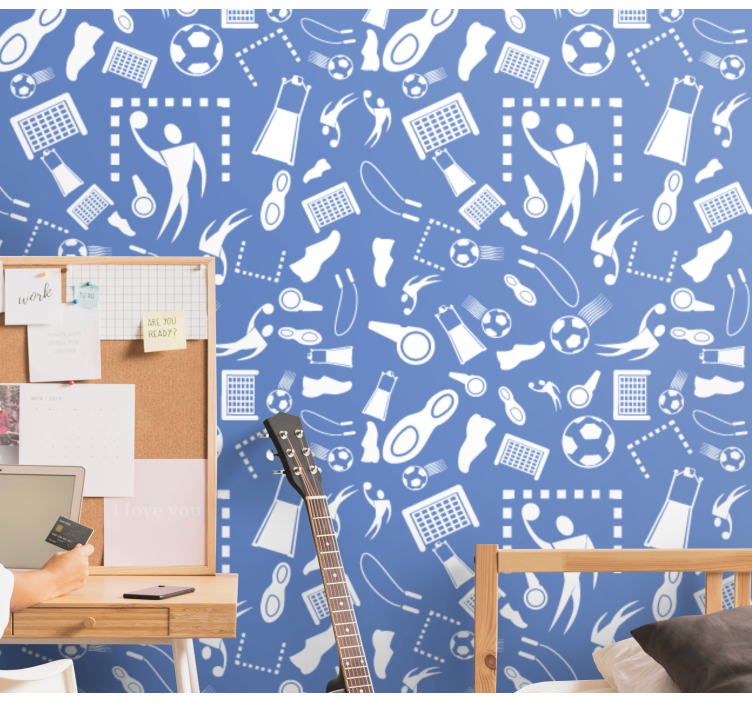 青と白のサッカーの子供の壁紙 - TENSTICKERS