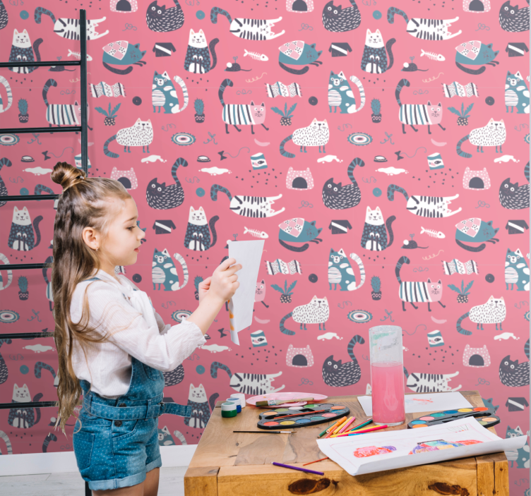 猫 壁紙 遊び心のある猫のイラスト - TENSTICKERS