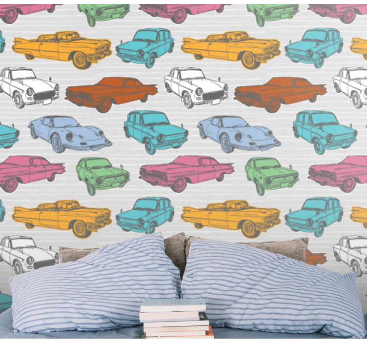 カラフルなクラシックカーのクラシック壁紙 - TENSTICKERS