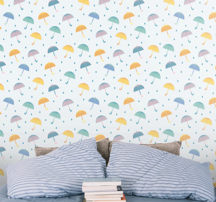 傘と雨滴十代の寝室の壁紙 - TENSTICKERS