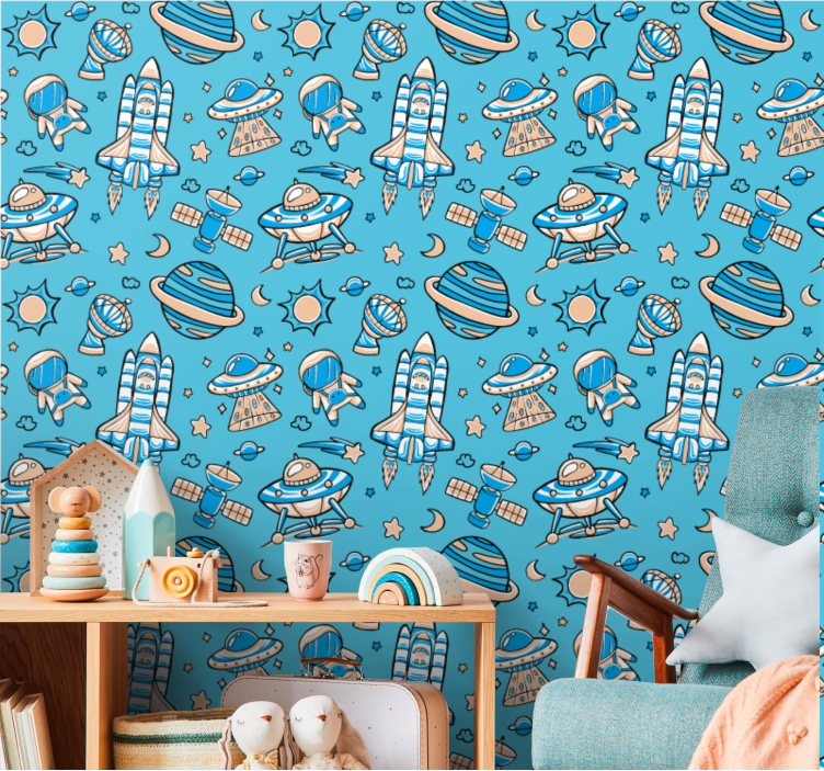 和 モダン 壁紙 宇宙探査ファンタジー - TENSTICKERS