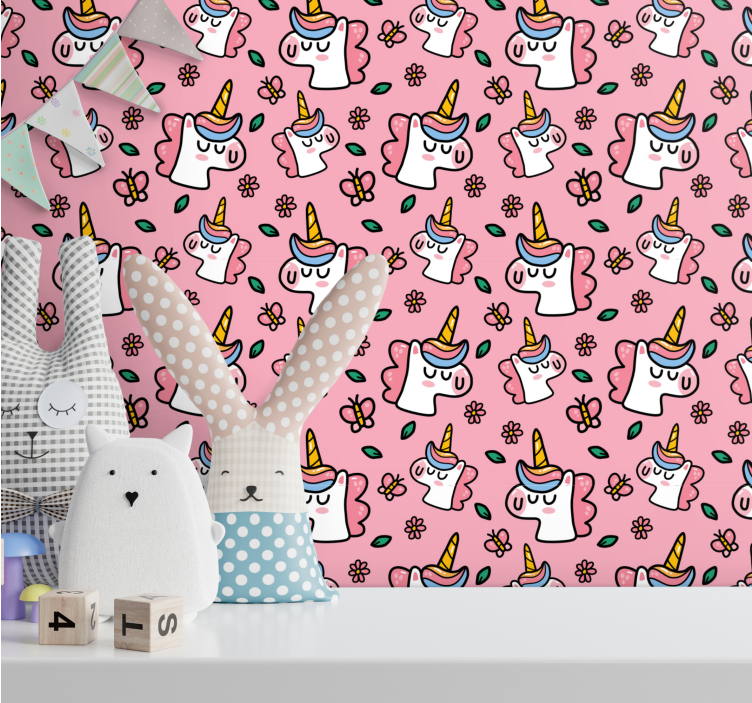 かわいい花ユニコーンの子供の壁紙 - TENSTICKERS