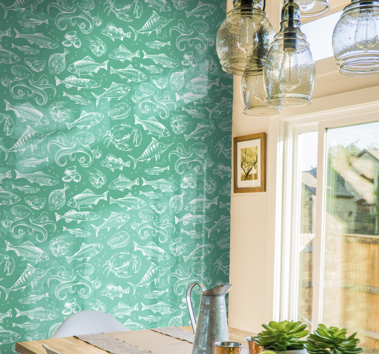 魚壁紙海洋生物パターン - TENSTICKERS