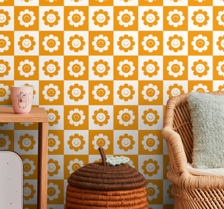 花 壁紙 笑顔の花柄 - TENSTICKERS